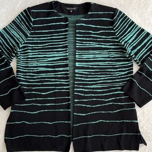 Ming Wang black and sea foam green colored open sweater size XL